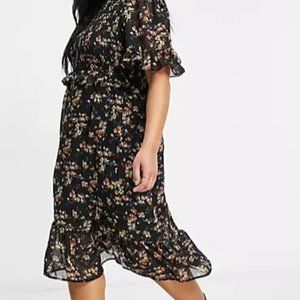 Missguided Plus midi dress wih high neck in black